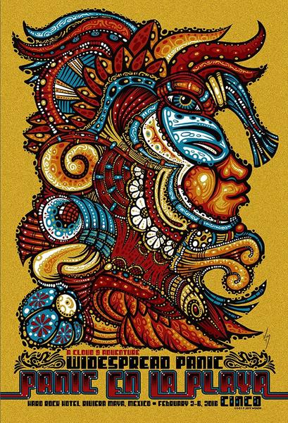 An image of the Panic en la Playa Cinco - Jeff Wood cut poster set